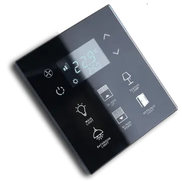 EAE Mona touch thermostat in black glass